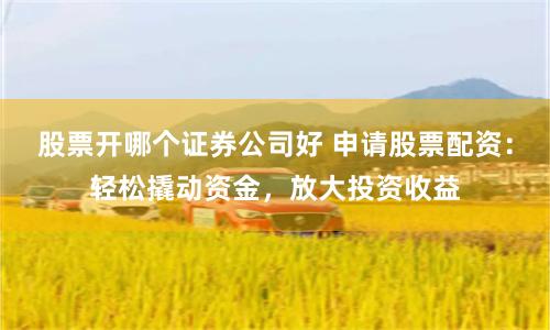 股票开哪个证券公司好 申请股票配资:轻松撬动资金,放大投资收益
